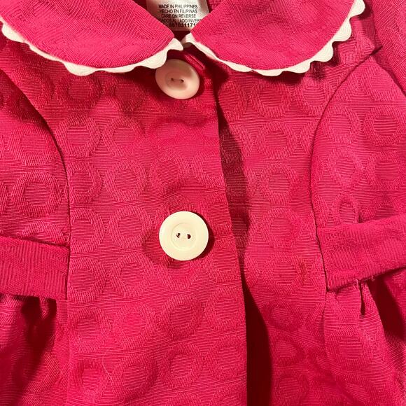 Girls Pink Coat with Bows - 24 Months Bonnie Baby Dressy Coat - Picture 3 of 11